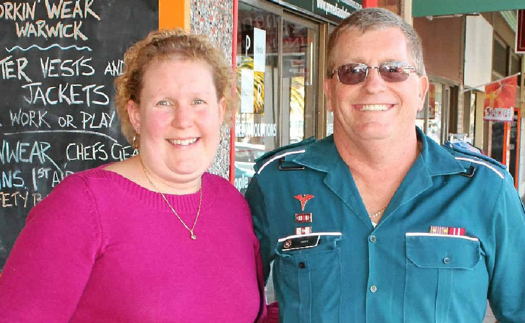 Deanna Schmidt thanks Merv Gray, the ambulance officer who saved her life. Deanna Schmidt thanks Merv Gray, the ambulance officer who saved her life.